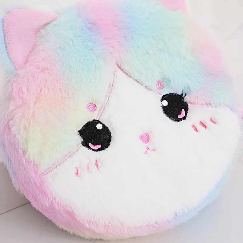 Kawaii Cat Crossbody Bag Single Shoulder Bag Girl kids Cute Plush Round Zero Wallet 2024 New LX241104