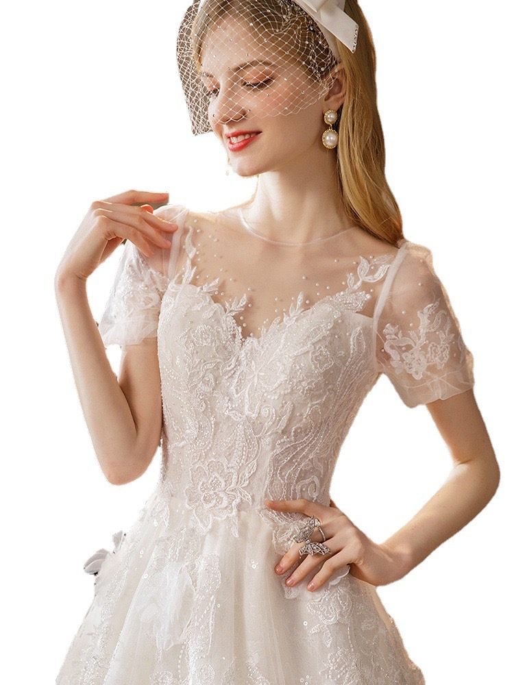 Bohemian Beach Lace A Line princess 3D lace Tulle Applique Sweep Train Boho Wedding Dress Bridal Gowns robe de mariee Gorgeous Lady Marriage Dresses