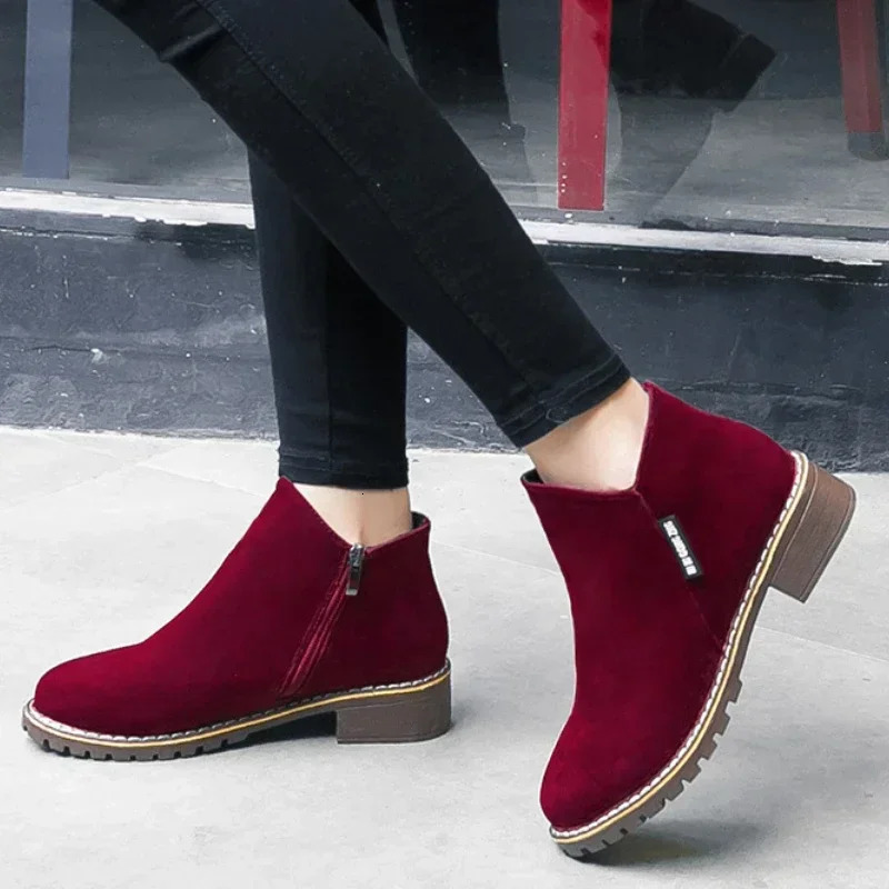 Women Boots 2024 Autumn Winter Female Shoes Ladies Ankle Heels Woman Suede Leather 241104