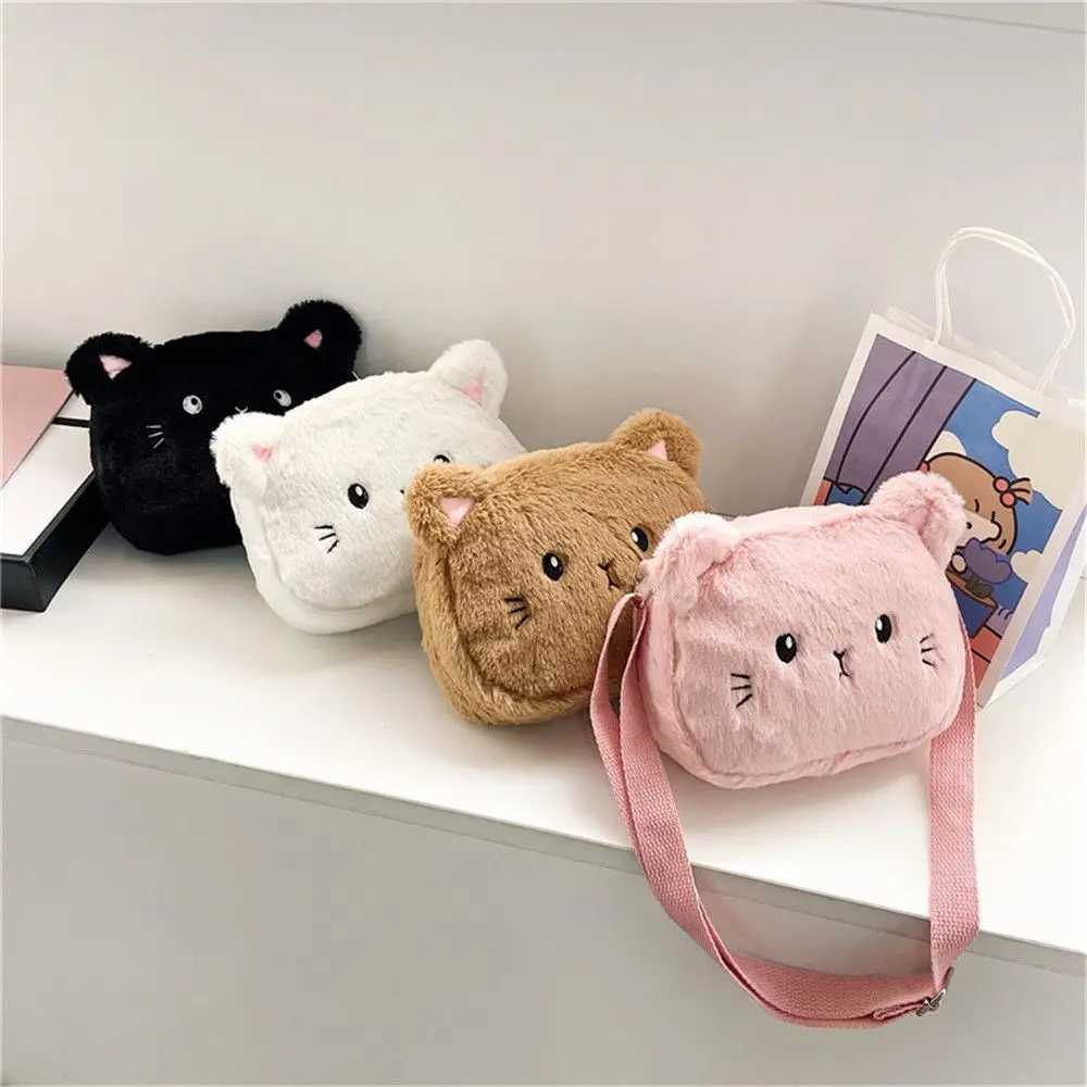New Cute Soft Plush Childrens Shoulder Bag Cat Baby Girls Messenger Small Bags Kids Handbags Coin Purse LX241104