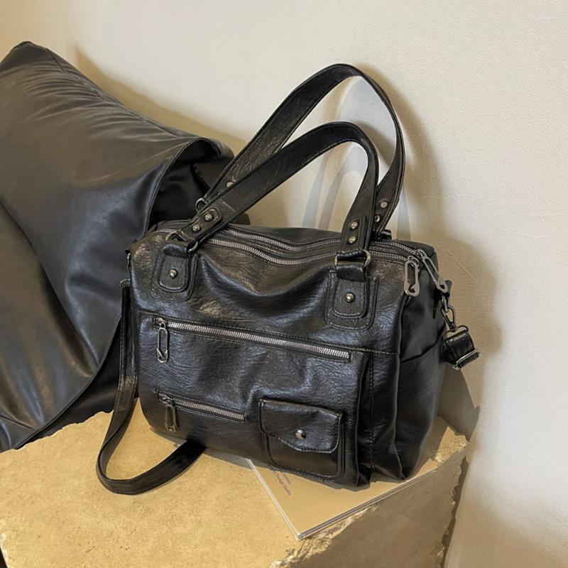 2025 NEW Drawstring Women Casual Satchel Bag Adjustable Strap PU Leather Chic Hobo Solid Color Vintage Shoulder Large Capacity Messenger zhanyishengli