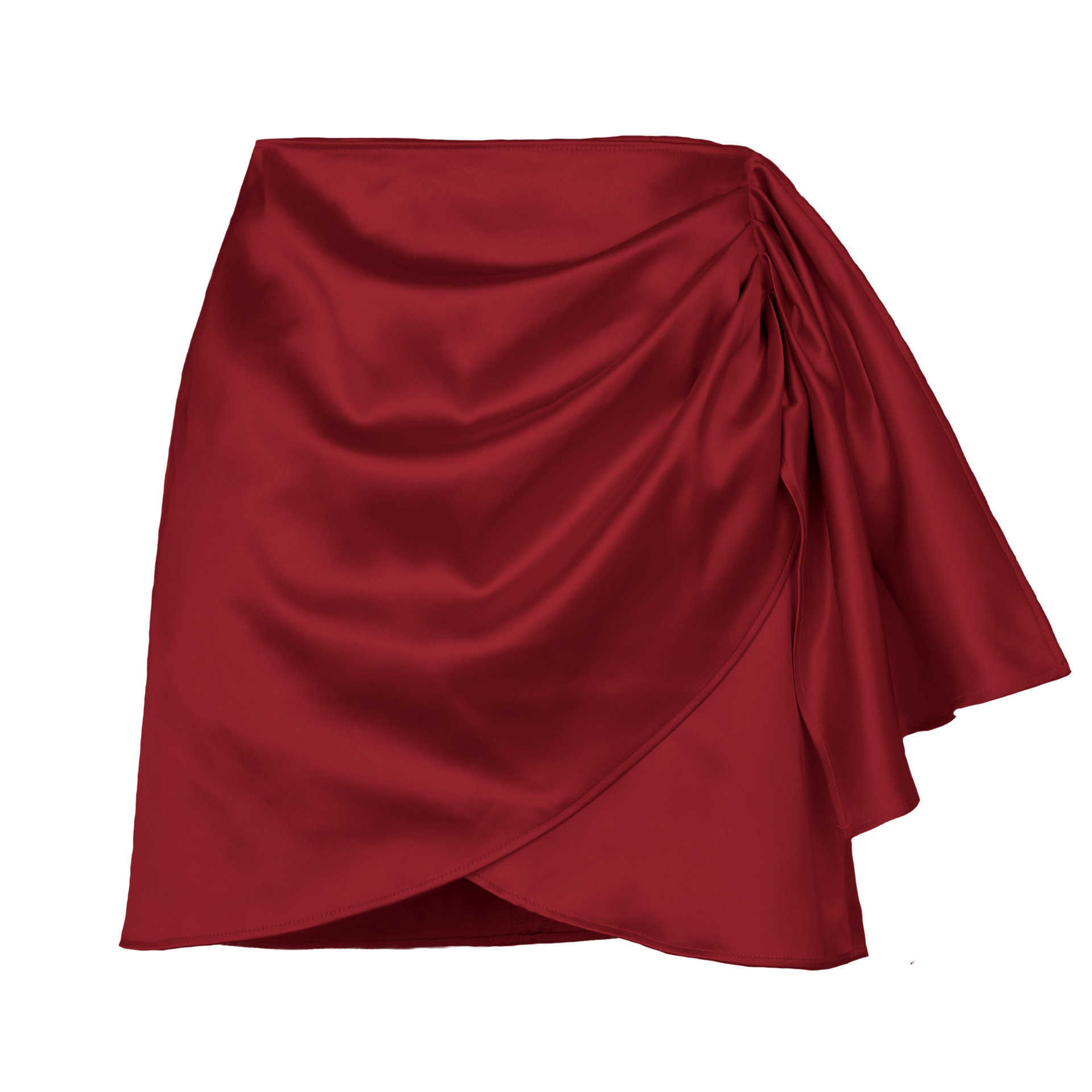 Women Black Skirts Length Adult Career Skirts Summer Irregular Zipper Skirt Pleat Positioning Solid Color Satin High Waist Skirt 241023