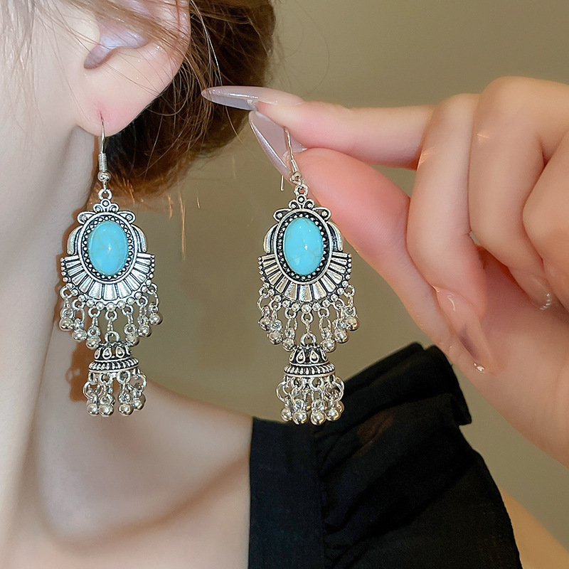 Sier Needle Ethnic Style Artificial Crystal Feather Tassel Personalized Design Light Commuter Earrings F10.14-4.05 4e93f