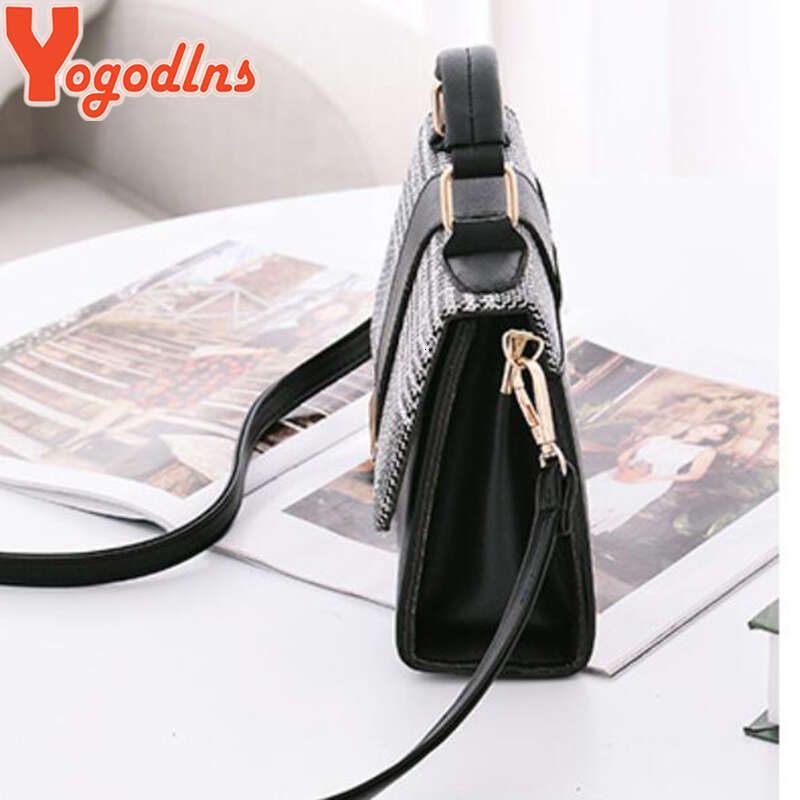 Designer Bag Yogodlns New Retro Plaid Small Square Package Minimalist Fashion Stitching Wild Shoulder Bag Ms. Packet purse luxury bag