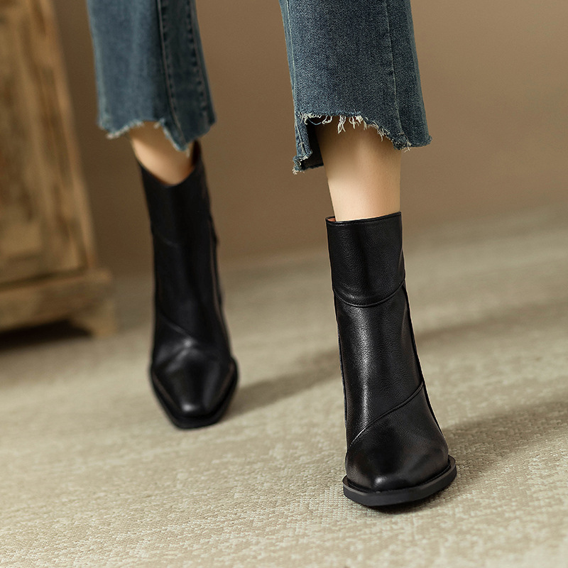 Women's Fashion Boots:High Heel Simple Design Sense Winter Skinny Boots British Style Retro Martin Boots,Black/Brown,Free shipping