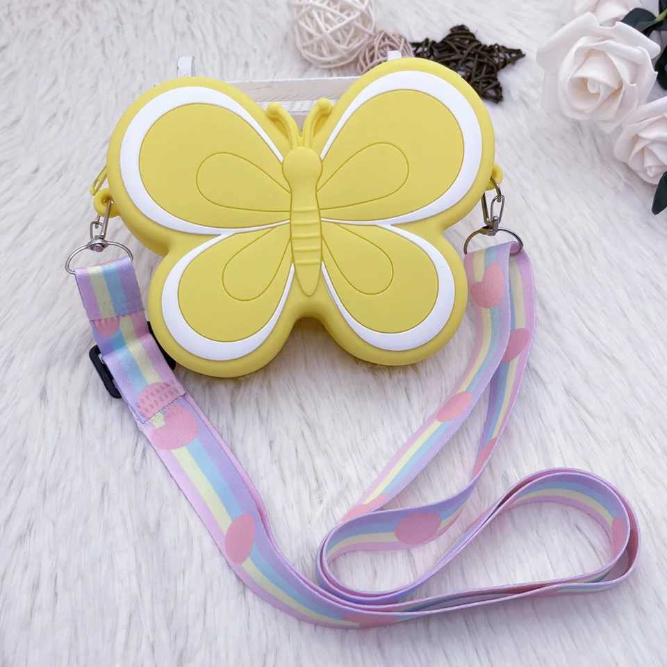 Butterfly Crossbody Bag Children Silicone Phone Pouch Shoulder Bags Satchel Girls Lovely Purse Animal Handbags Wallets LX241104