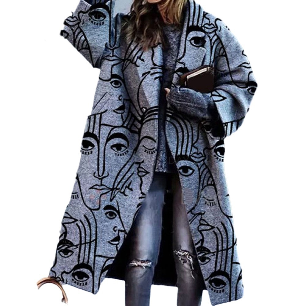 womens coat designer coat 2024 autumn women's clothing multiple color blocked grid pattern long sleeved collar coat printed dragon phoenix woolen