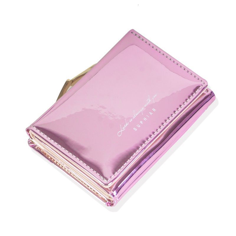 New Fashion Card Bag Trendy Folding Minimalist PU Leather Laser Instagram Women's Short Zero Wallet