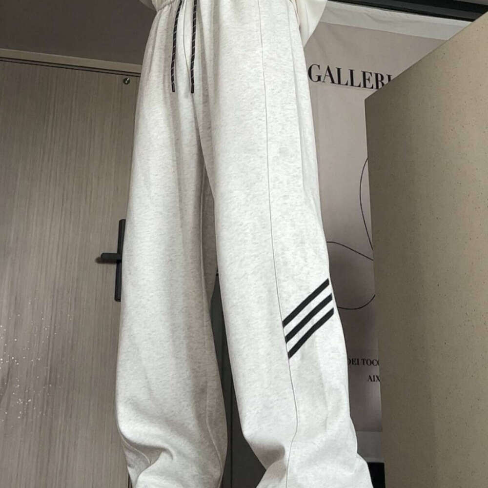 shanshi three stripes mens joggers pants three bar gray sweatpants men's trendy brand loose straight leg hanging feeling sports versatile high st