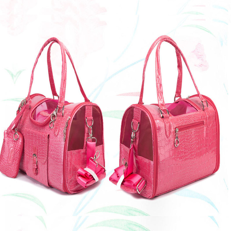 Portable Outdoor Pet Cat Basket With Wallet Leather Travel Puppy Chihuahua Teddy Designer Tote Bag Handbag