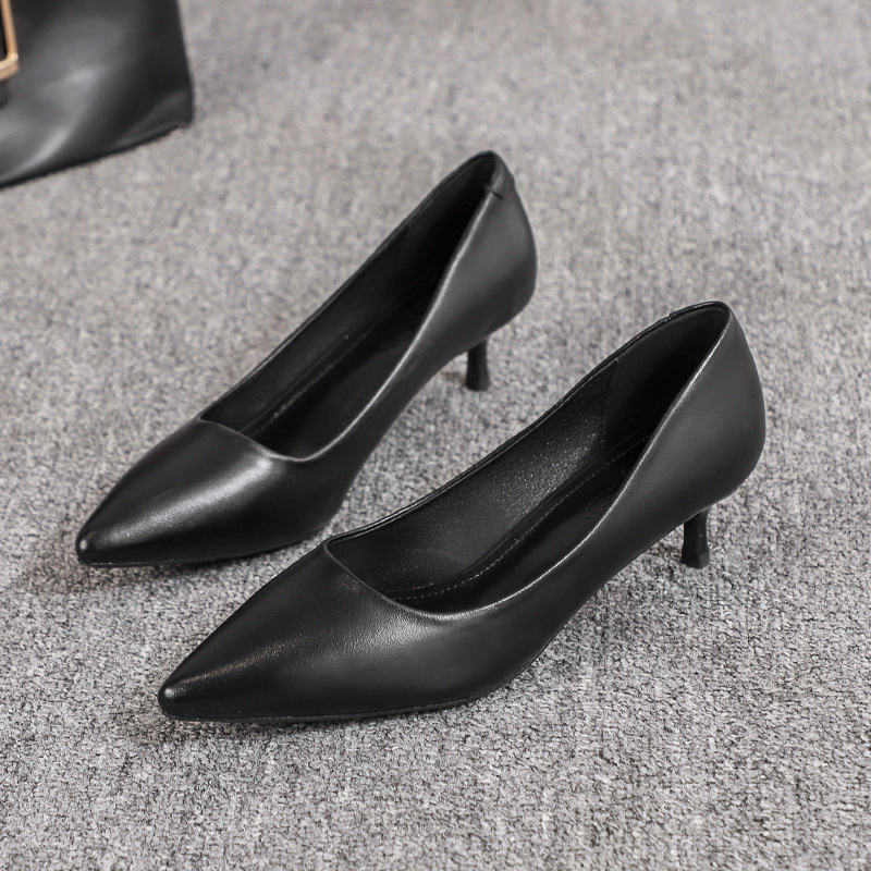Women's Black high heels Spring Casual shoes Women's high heels Black work shoes