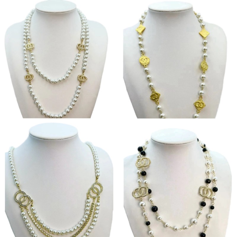 Womens necklace charm designer necklace for woman high quality pearl diamonds metal chain fashion letter popular plated gold necklace woman luxury jewelry ho055 C4