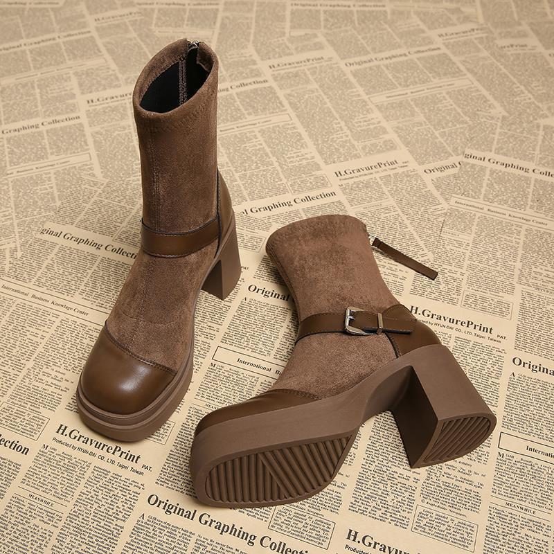 Women's Fashion Boots:Thick Sole Fashion Martin Boots Short Boots Winter Trendy Wear Warm,Khaki/Black/Brown,Free shipping