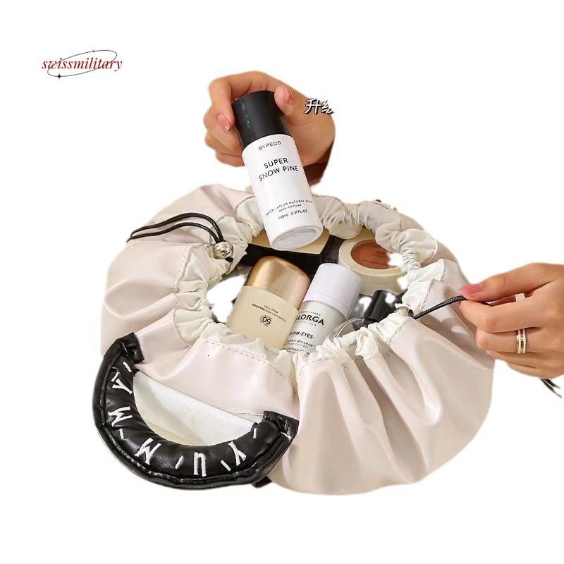 New drawstring style lazy makeup with large capacity and high-end feel, wash travel handbag, storage bag, bag #8 swissmilitary