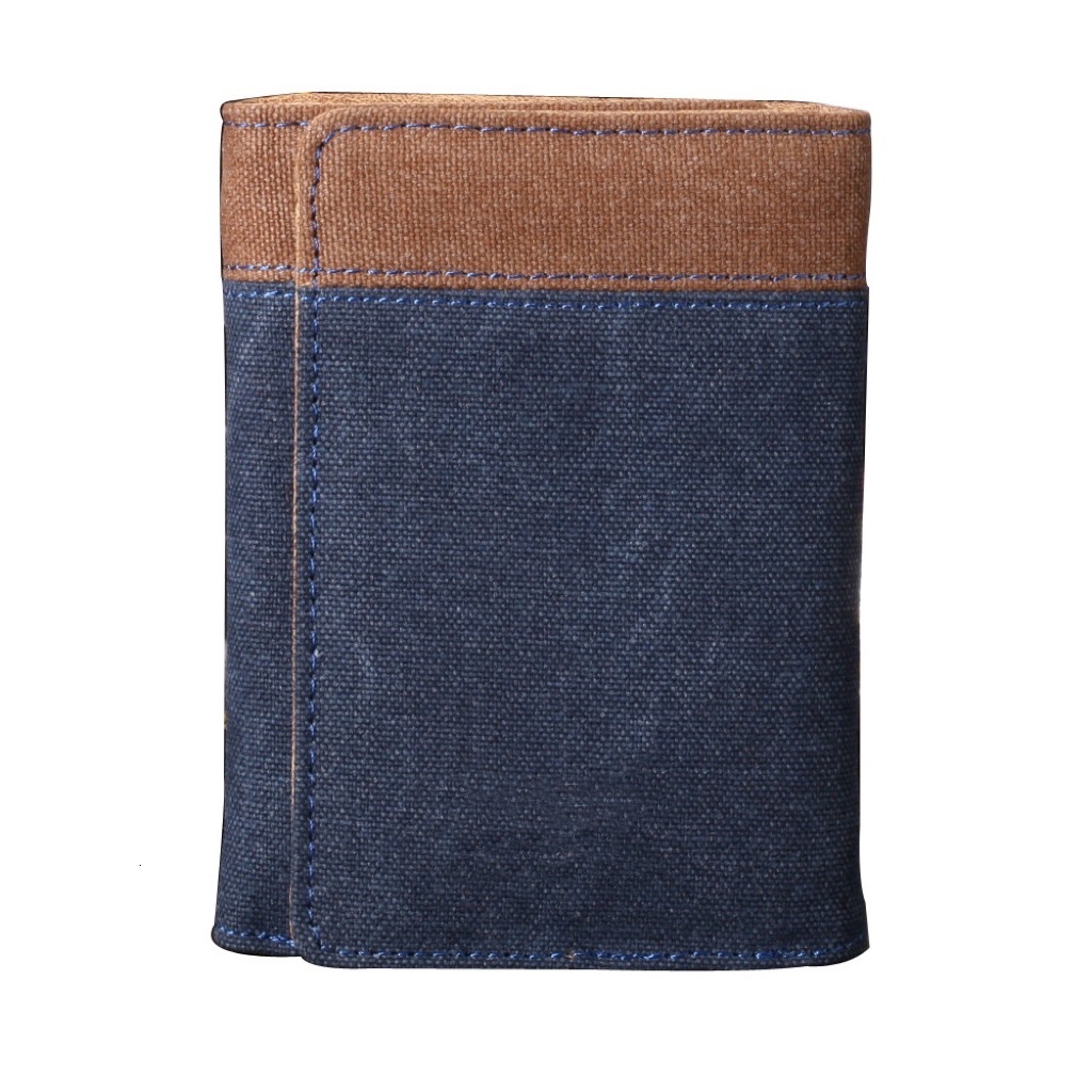 Men's Short Tri Fold Canvas Student Small Money Card Bag Cowboy Wallet Male Present