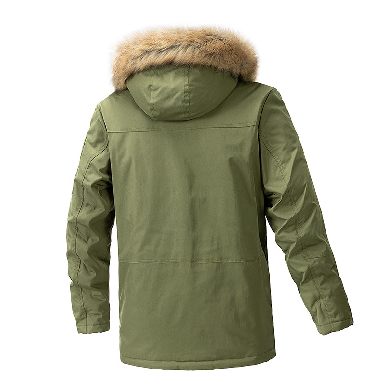 2024 Winter Puffer Jacket With Hood Medium To Long Multi-Pocket Cotton Workwear Warm Thick Men Parkas Windbreaker