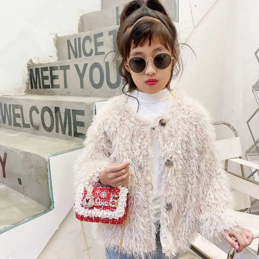 Pearl Handle Mini Chain Crossbody Bag Fashion Square Coin Purse Kids Handbag Clutch Bag Bow-knot Princess Shoulder Bag LX241104