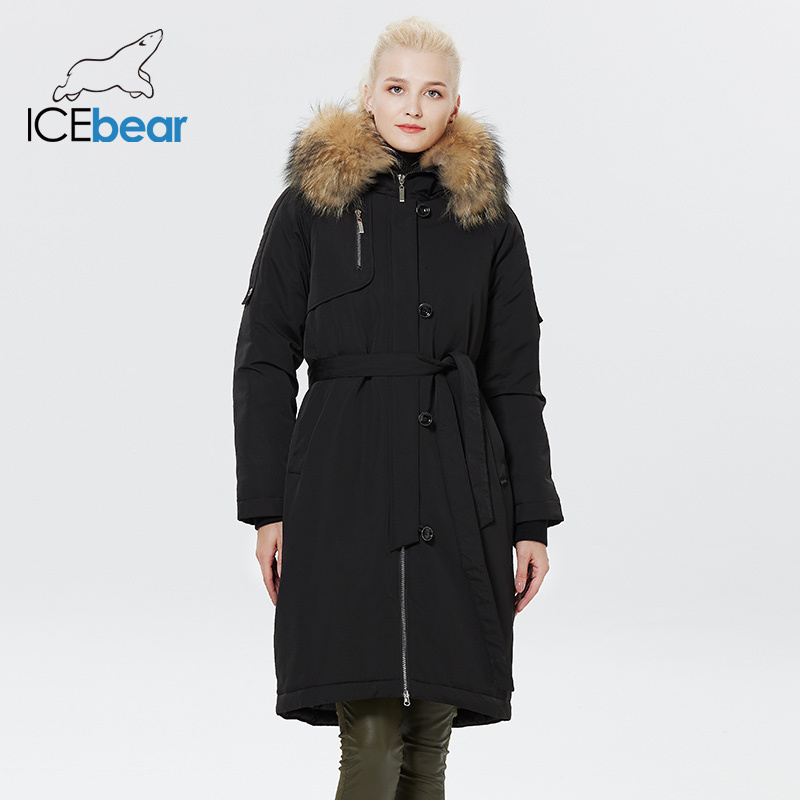 Icebear 2023 Winter Women Jacket Elegant Ladies Warm Cotton Coat Women's Thickened Windproof Parka With Fur Collar Gwd22599-2I