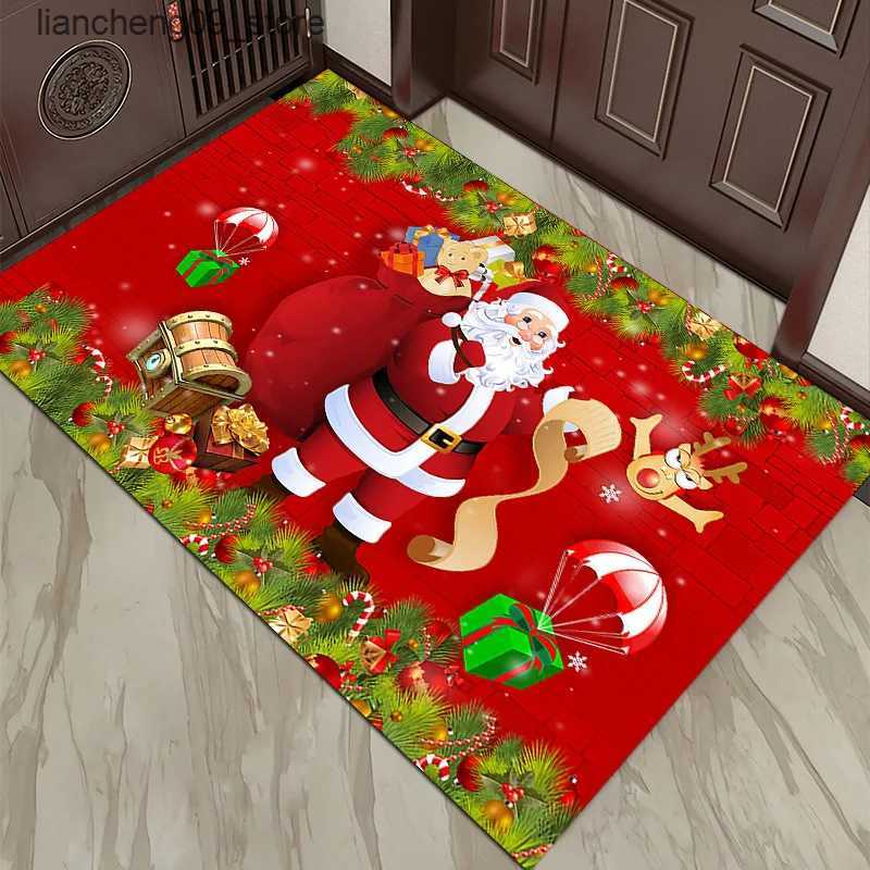 Christmas Decorations Merry Christmas Door Decoration Christmas Day Front Door Mat 60x90cm Fun Cartoon Characters Indoor and Outdoor Felt Door Carpet S240910