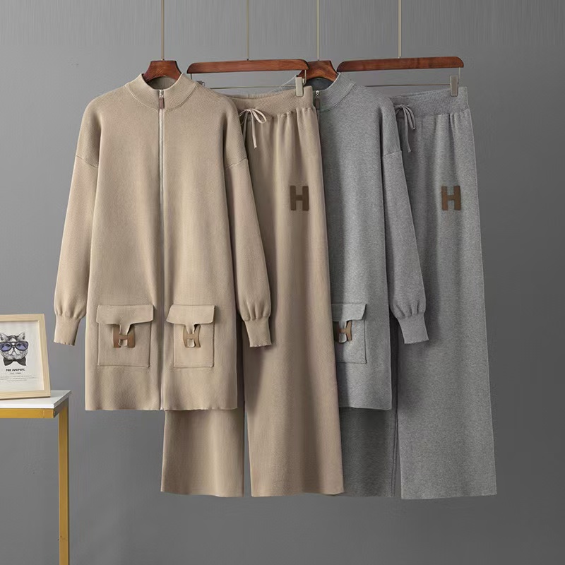 Autumn Knitted Sweater Set with Hooded Knitted Cardigan and Trendy Aging Leggings for Women S-XXL