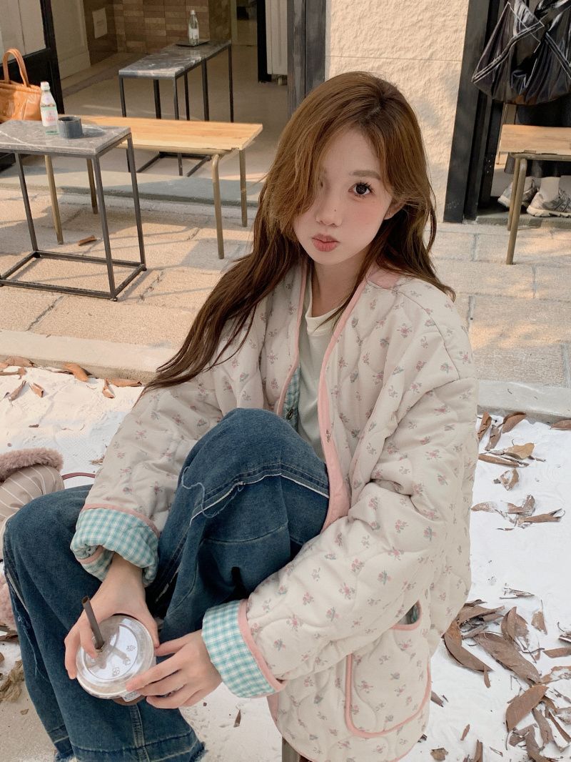 Korejepo Cotton Padded Thickened Clothes Women Winter 2024 New Retro Rhombus Coat Sweet Ral Age Reducing Jacket