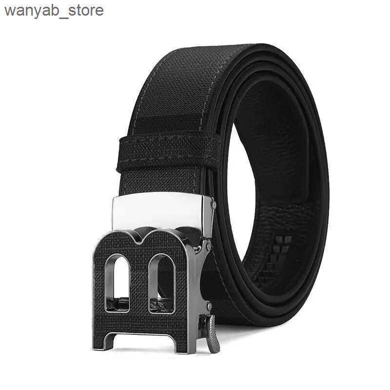 Belts Temperature mens belt letter button PU material leather daily casual jeans pants casual decoration mens Bel L240910