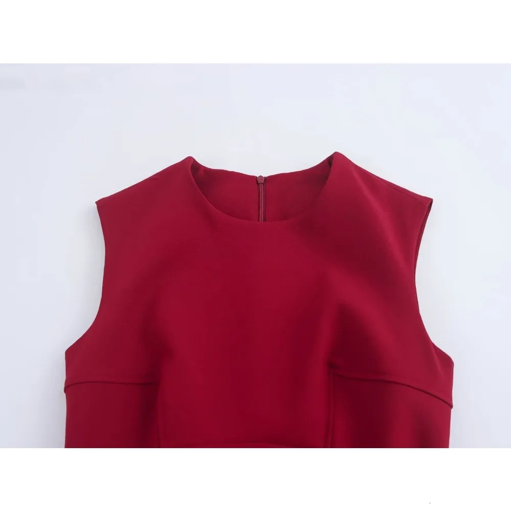 Aoaiys Womens Sleeveless A-Line O-Neck Zipper High Waist Sexy Mini Dress Fashion Elegant Summer Dress 241031