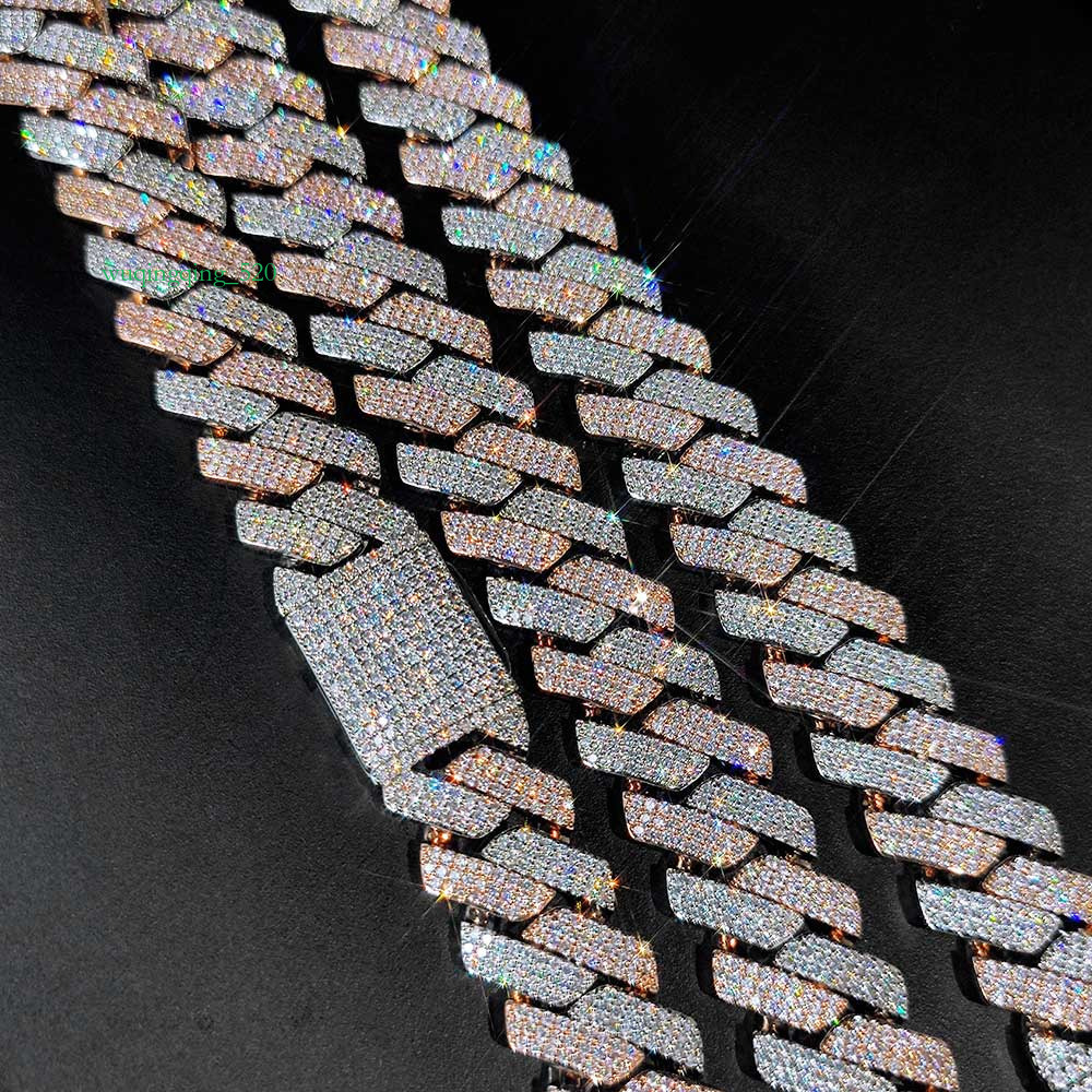 Hip Hop Jewelry 20mm Thick k Crystal Miami Gold Sier Two Color Iced Out CZ Cuban Chain Necklace
