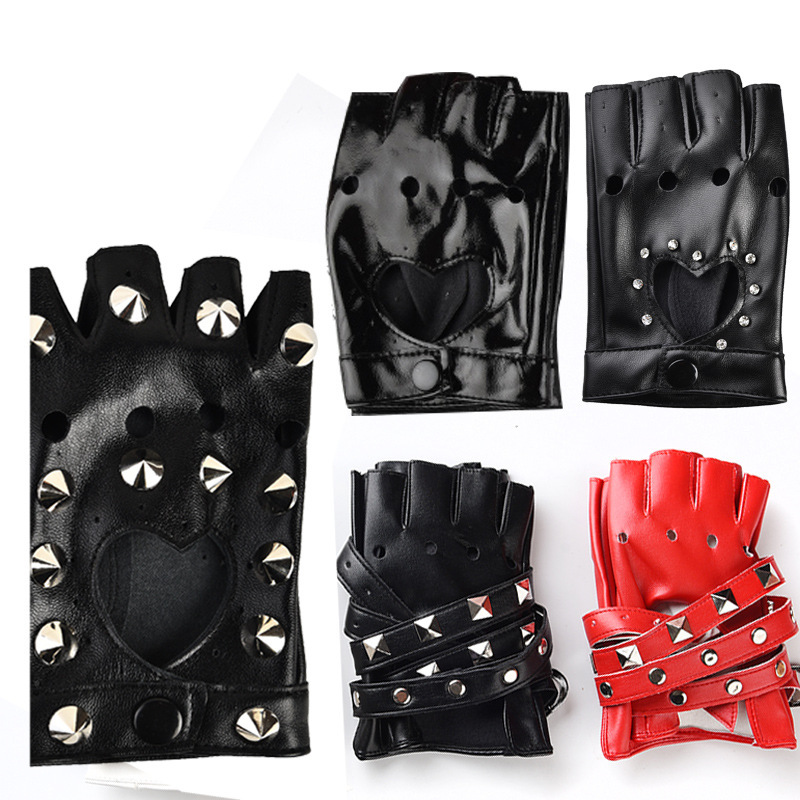 Steel Pipe Women's Half Finger Hip Hop Glove Nightclub Dance Performance Walk Decoration F09.14-5.5 ff6fb