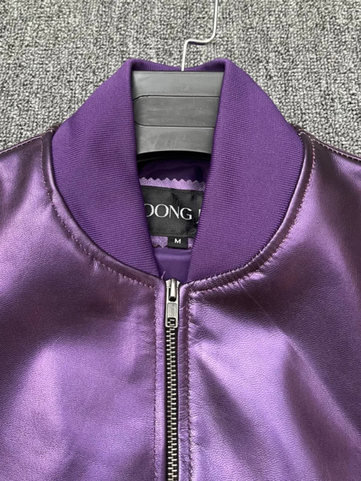 Purple Sheepskin Baseball Jacket Men Streetwear Long Sleeve Trend Casual Slim Leather Coats Male Clothes Motorcycle 241104