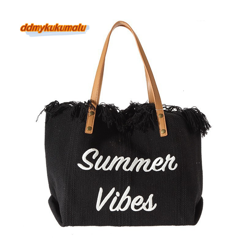 2022 new beach travel tote fashionable and simple tassel mommy large capacity single shoulder bag, trendy #17 kukumalu