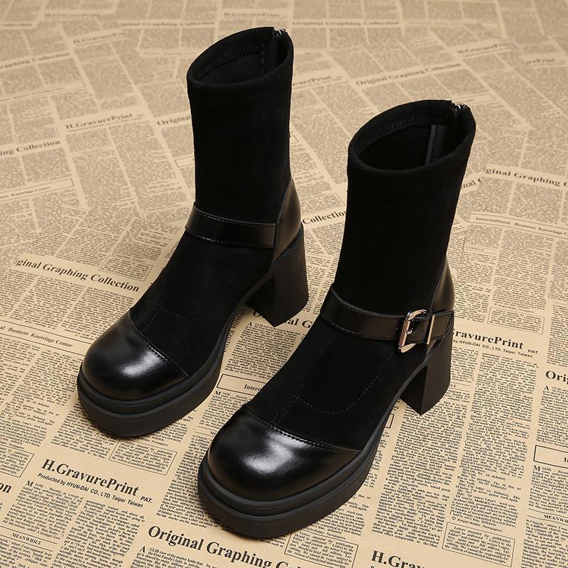 Women's Fashion Boots:Thick Sole Fashion Martin Boots Short Boots Winter Trendy Wear Warm,Khaki/Black/Brown,Free shipping