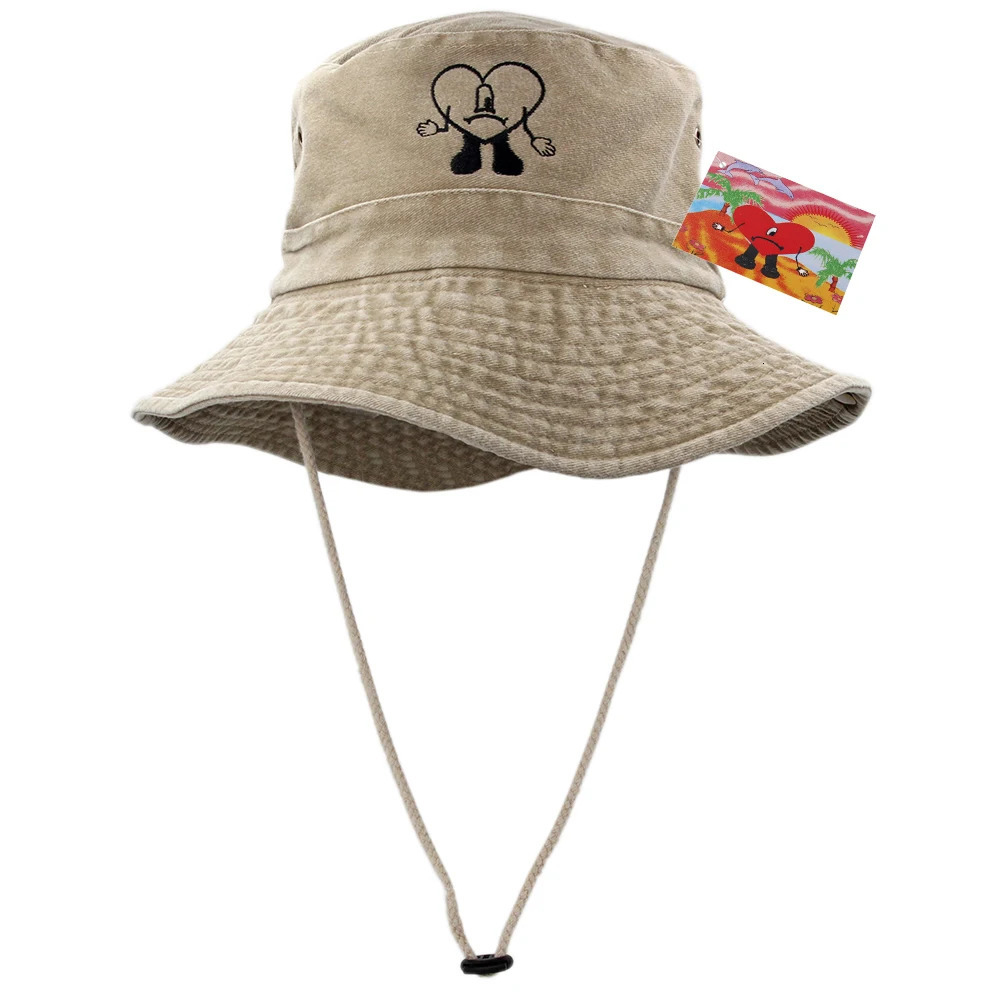 Cotton Embroidered Bad Bunny Fisherman Hats UN VERANO SIN TI Bucket Hat Woman Summer Foldable Sun Hat Man Beach Hat 241104