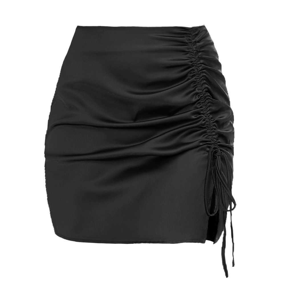 Solid Color Pleated Buttock Skirt Sexy High Waist Zipper Women Hip-hugging Skirt Satin Skirt WoMens Summer WoMens Length Adult Career Skirts 241023