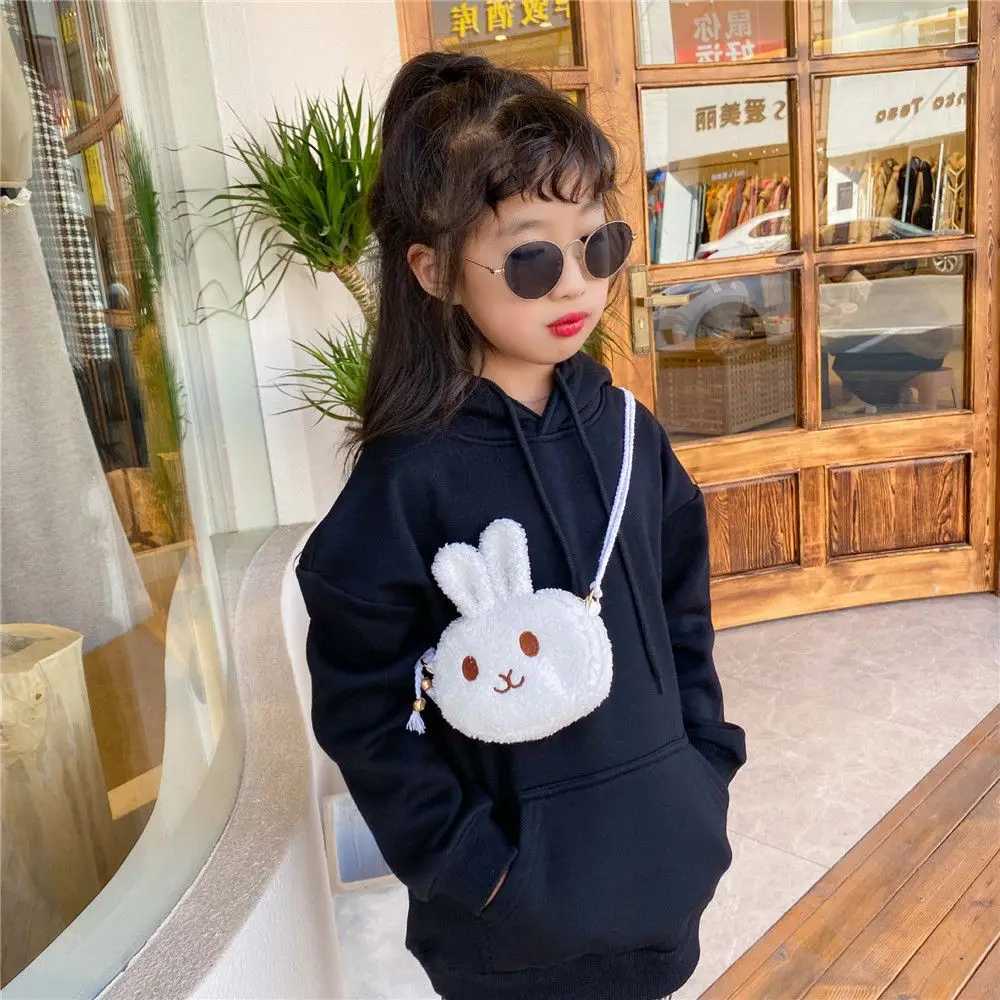 Cute Little Rabbit Kids Plush Drawstring Bag Casual Children Baby Shoulder Bag Sling Bag For Toddler Preschool Kids Gift LX241104