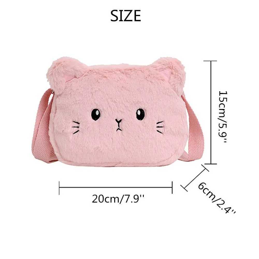 New Cute Soft Plush Childrens Shoulder Bag Cat Baby Girls Messenger Small Bags Kids Handbags Coin Purse LX241104