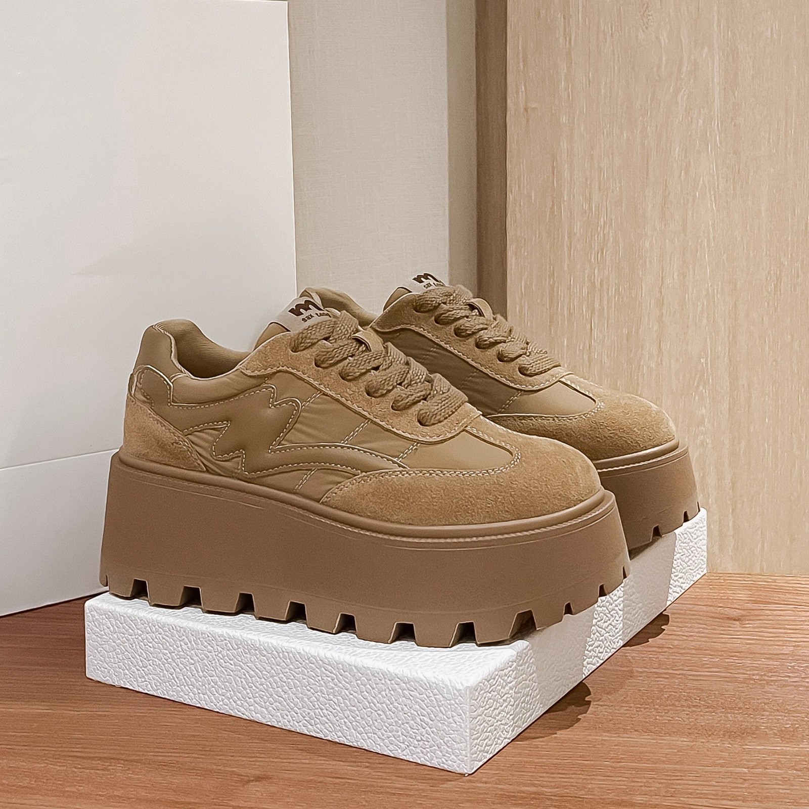 Women's Spring New British Style Frosted Leather Casual Lace Up Sports Shoes Free Shipping.