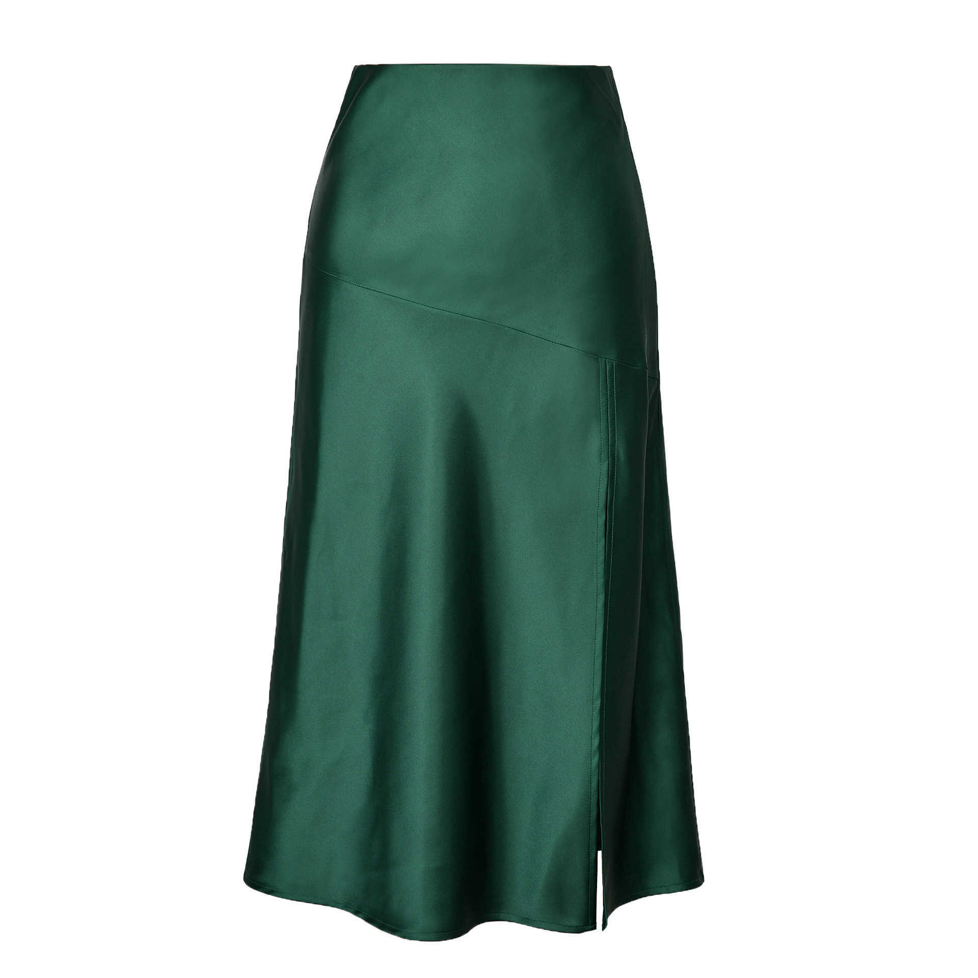 High-waist Glossy Satin Hip-hugging Skirt High-end Silky Solid Color Fish Tail Dress Split Long Skirt Large Swing Women Skirt Vintage Career Skirts 24