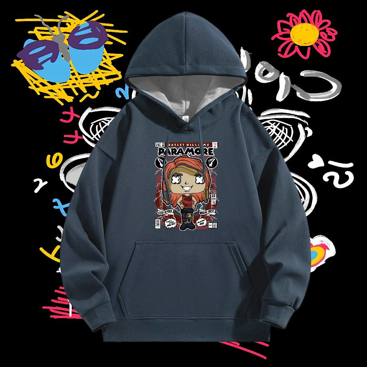 Fashion Design Unisex Sweatshirts Breathable Drawstring Loose Mens Hoodie Cartoon Print Top Hoodie Street Casual Cotton 350g