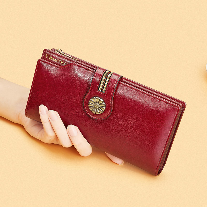 New designer DiBao women's high-end long leather anti-theft brush wallet zipper