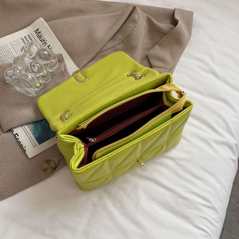 Designer Bag Kiwi Green Summer PU Leather Flap Crossbody Bags For Women Luxury Solid Color Shoulder Handbags Chain Purses purse luxury bag