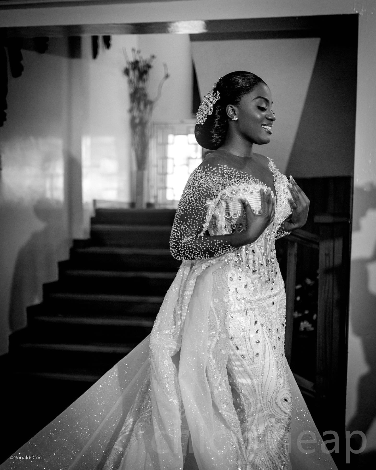 Aso Arabic Ebi Plus Size Ivory Lace Mermaid Wedding Sheer Neck Full Sleeves Rhies Beaded Detachable Train Bridal Gowns Dresses