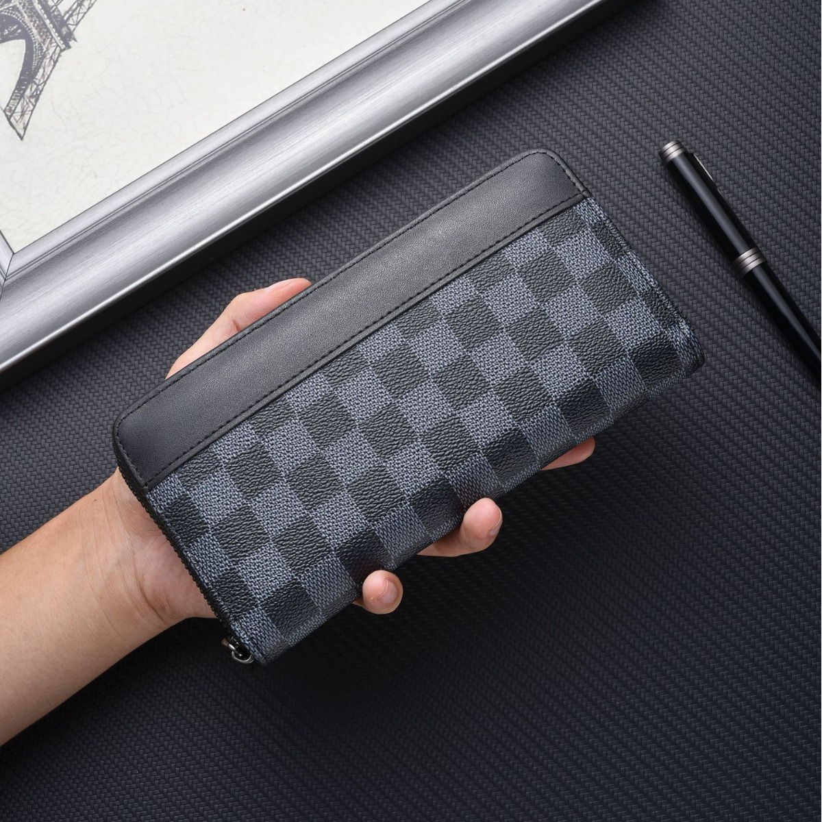 2025 New Business Men s wallet Wallet Long Large Capacity Card Zipper Document Bag Multi Functional
