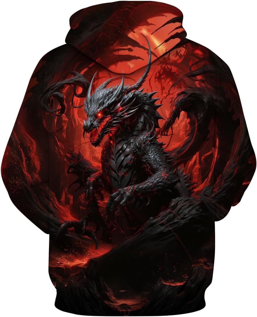 Hoodie for Mens Womens Traditional Dragon Hoodie Funny Anime Graphic Sweatshirts Graphic Hoodies sweatshirt Pullover Long Sleeve Hip-hop