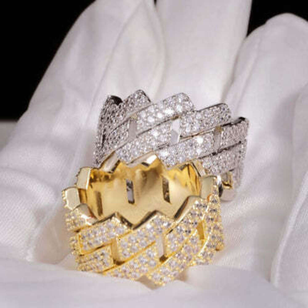 Custom Pass Dia Tester Hip Hop Vvs Moissanite Iced Out Cuban Chain 10k 14k Real Gold Men Fine Jewelry Ring