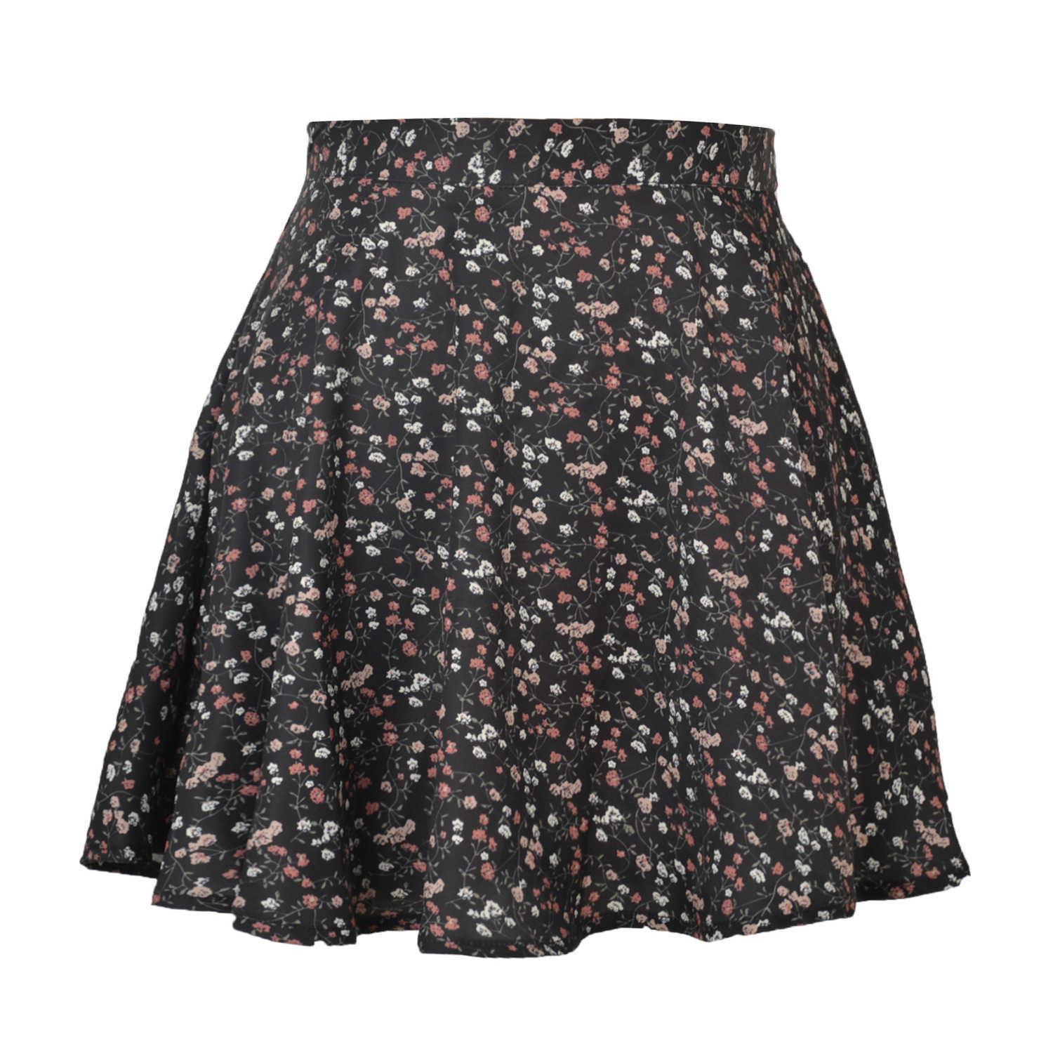 Women Short Bohemian Skirt WoMens Floral Half Pleated Skirts Skirt Chiffon Printed Umbrella Skirt Fresh And Sweet Invisible Zipper Short Skirt 241023