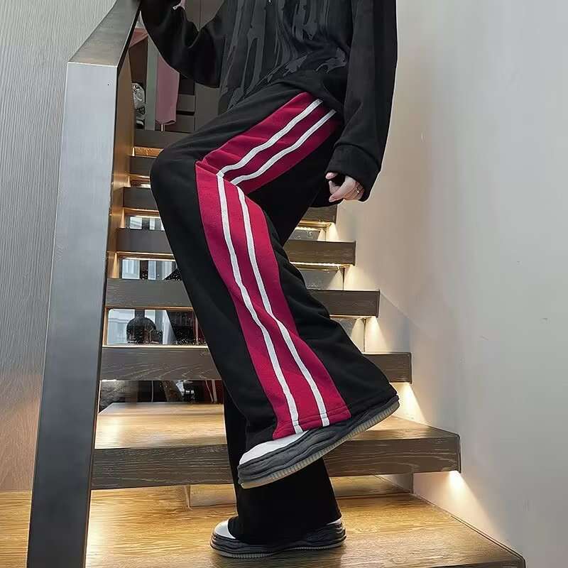 shanshi three stripes pants Loose sports wide striped casual trendy brand cool straight leg sweatpants three bar pants men's spring and autumn ve