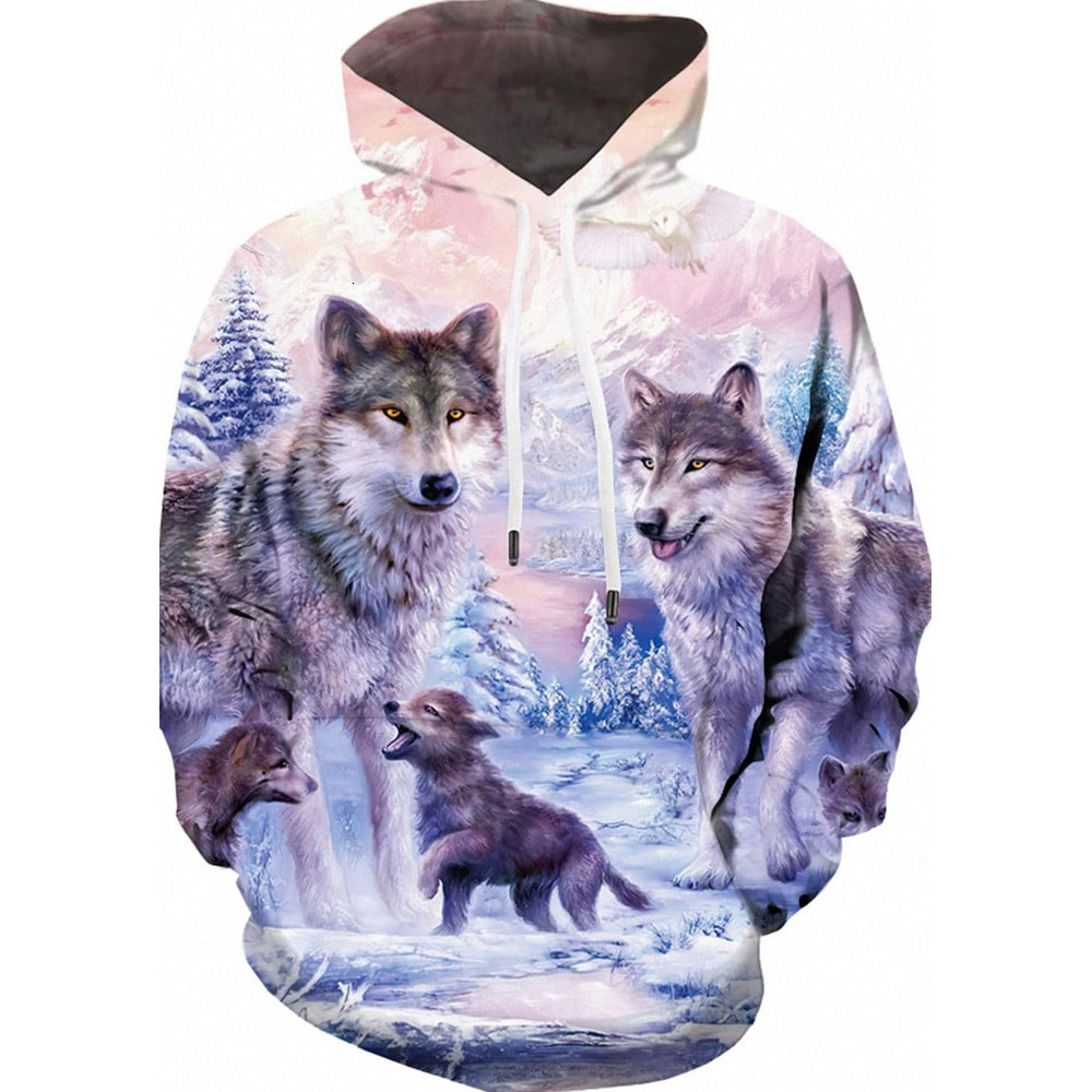 Hoodie for Mens cool Wolf Hoodies for Men Pink Hoodie 3D Women Sweatshirt Pullover Graphic Graphic Hoodies sweatshirt Hip-hop