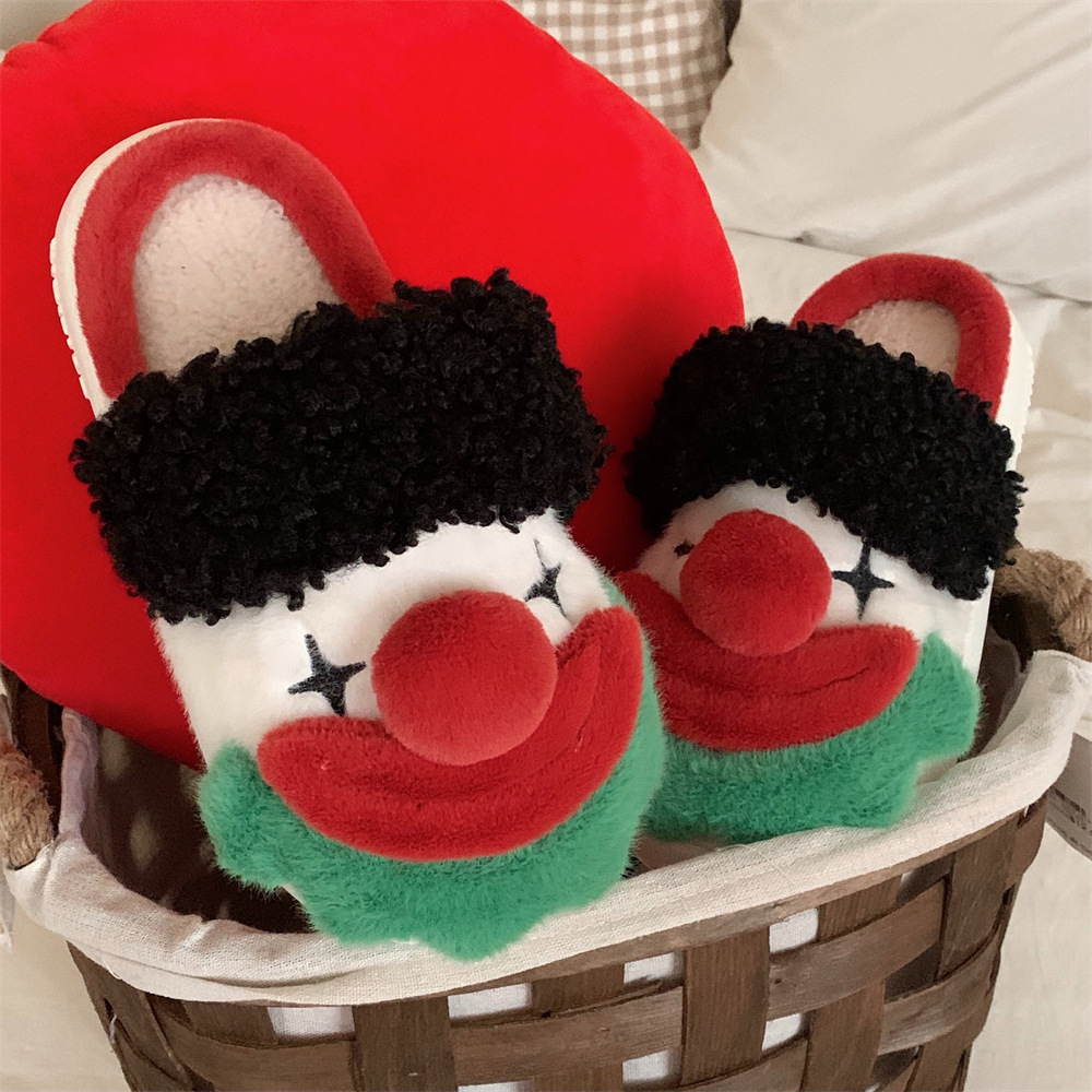 Slipper Fluffy slipper Ladies plush fun winter sweet home fashion girl home casual fashion platform shoes indoor Fun clown cotton slippers