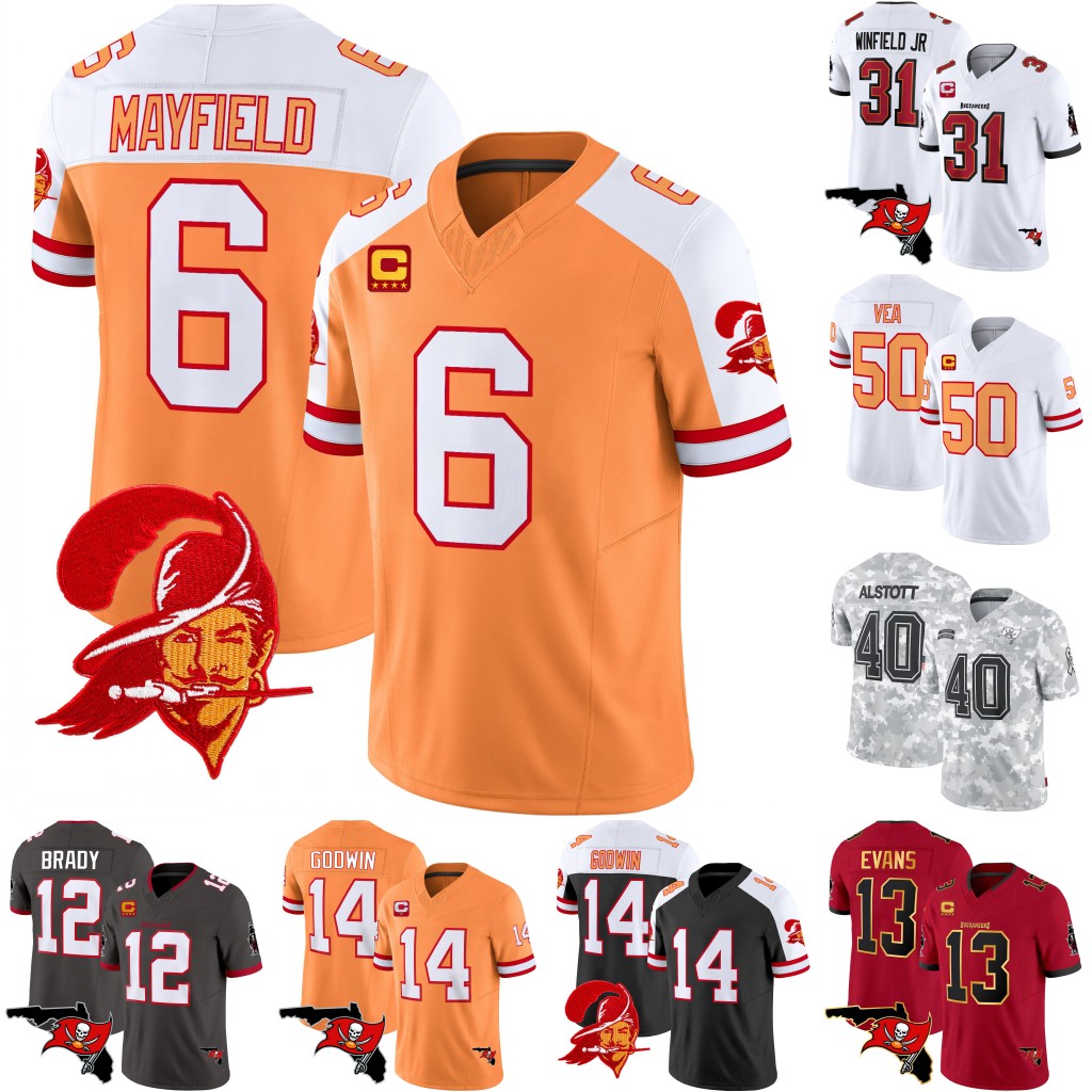 2024 Baker Mayfield Football Jerseys Mike Evans Chris Godwin Antoine Winfield Jr. Vita Vea TOM BRADY Bucky Irving Devin White Lavonte David Alstott